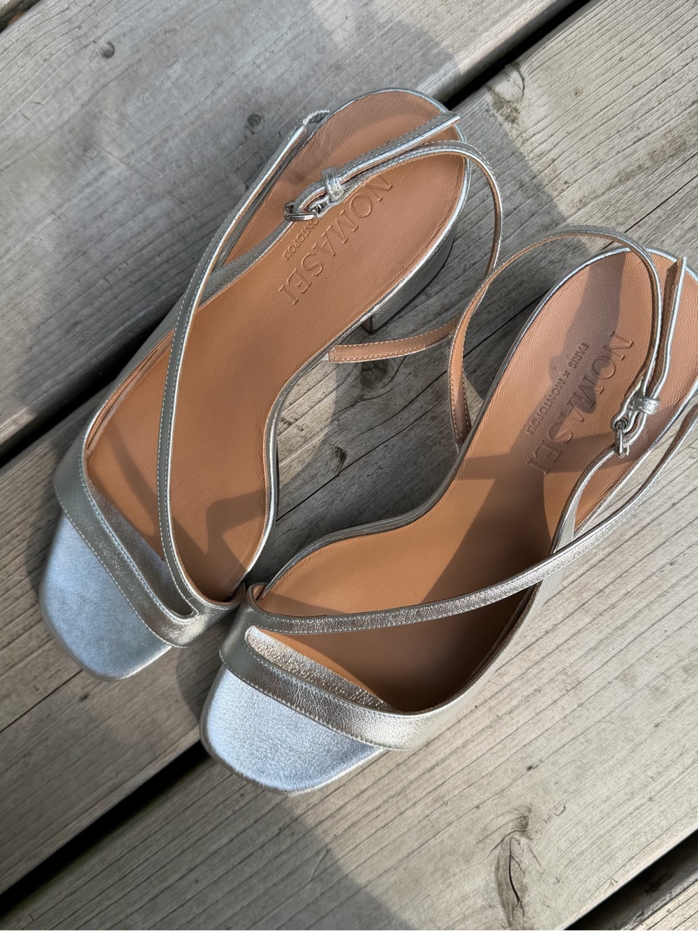NOMASEI Venus silver Sandals Heels 38.5 - Picture 2 of 7